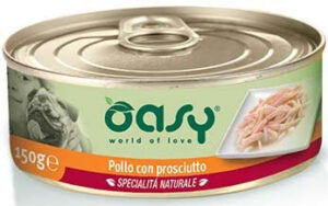 OASY Specialita’ Naturali Conservă pentru câini, cu Pui şi Şuncă 150g