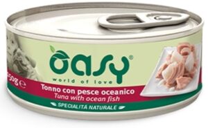 OASY Specialita’ Naturali Conservă pentru câini, cu Ton şi Peşte oceanic 150g