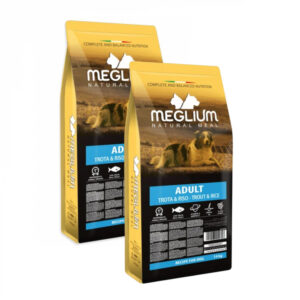 Oferta 2 saci x 14 kg Hrana uscata pentru caini Meglium Sensible cu peste orez