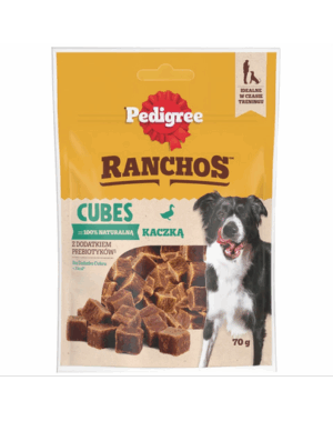 PEDIGREE Ranchos Cubes 70 g recompense caini, cu rata