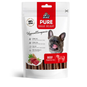 PET’S DESSERT Pure Doggie Delight Hypoallergenic, XS-XL, Vită, punguță recompense monoproteice fără cereale câini, alergii, 80g