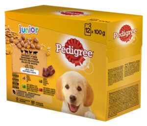 Pedigree Plic Junior Pui/Miel/Ficat/Pasare/Vita/Miel 12×100 g