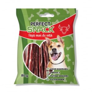 Perfect Snack, recompense delicioase pentru caini, Fasii moi de Vita, 80 g