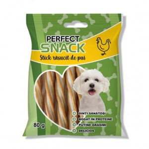 Perfect Snack, recompense delicioase pentru caini, Stick rasucit de pui, 80 g