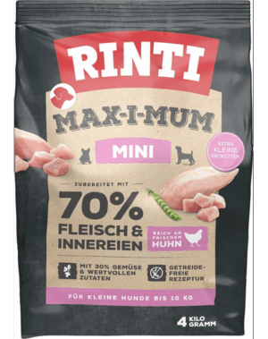 RINTI MAX-I-MUM Mini Adult Chicken hrana uscata caini adulti de talie mica, cu pui 4 kg
