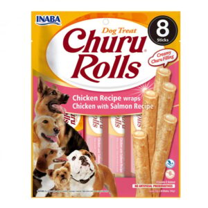 Recompense pentru caini Churu Rolls cu pui somon 8 buc x 12 gr