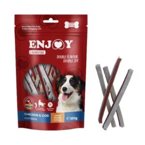 Recompense pentru caini Enjoy Carnivore Chicken Combo cu pui si cod, 100 g