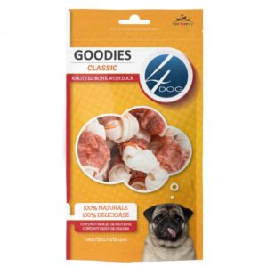 Recompense pentru caini Goodies Classic Knotted Bone with Duck 120 gr