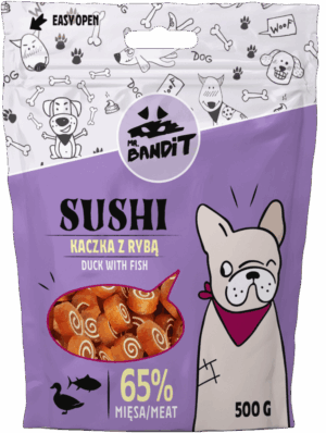 Recompense pentru caini Mr. Bandit SUSHI, rata si peste 80g
