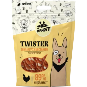 Recompense pentru caini Mr. Bandit Twister Sticks cu pui 80 gr