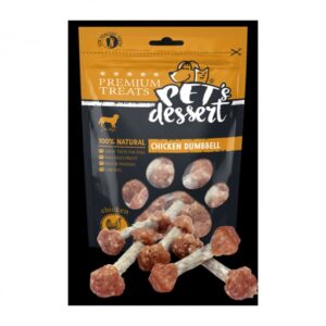 Recompense pentru caini Pet s Desert Chicken Dummbell 80 gr