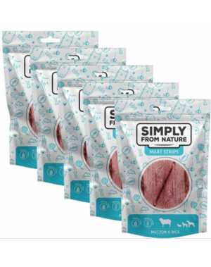 SIMPLY FROM NATURE Meat Strips 5×80 g Snack oaie si orez, pentru caini