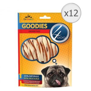Set 12 buc x Recompense pentru caini Goodies Chicken Twists 100 gr