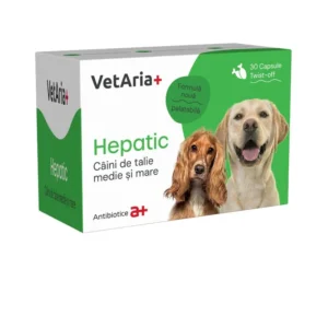 Suplimente VetAria+ Hepatic pentru caini de talie medie mare 30 capsule