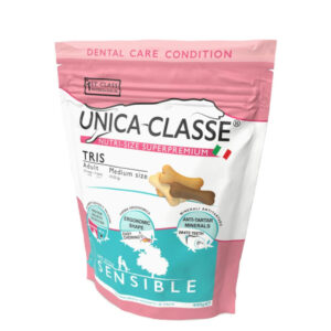 UNICA Classe Tris, M, Pui și Miel, punguță recompense funcționale câini, sensibilități dentare, 400g