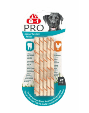 8IN1 Delights Pro Dental Twisted Sticks 10 buc Betisoare de mestecat pentru caini
