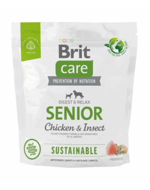 BRIT CARE Sustainable Senior Chicken & Insect hrana caini seniori 1 kg cu pui si insecte