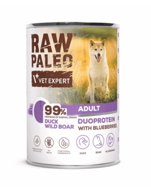 Conserva RAW PALEO Duck Boar Adult 400g rata si mistret pentru caini adulti