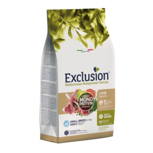 EXCLUSION Mediterraneo Monoprotein Formula Small Breed, XS-S, Miel și Orez, hrană uscată monoproteică câini, 2kg