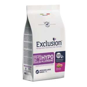 EXCLUSION Monoprotein VD Hypoallergenic Medium&Large, M-XL, Porc și Mazăre, dietă veterinară, hrană uscată fără cereale câini, alergii, 12kg