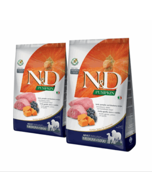 FARMINA N&D Pumpkin lamb & blueberry Adult Medium & Maxi 2 x 2.5 kg hrana caini adulti talie medie sau mare, dovleac, miel si afine