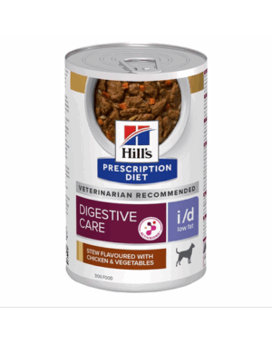 HILL’S Prescription Diet Canine i/d Low Fat Digestive Care Stew Conserva pentru caini cu afectiuni digestive cu pui si legume 354 g
