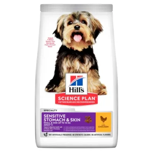Hrana uscata pentru caini Hill s SP Sensitive Stomach Skin Mini Adult cu pui 1,5 kg