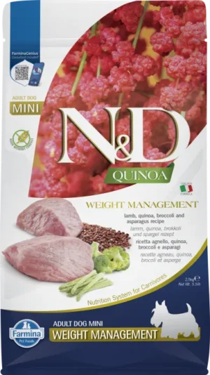Hrana uscata pentru caini ND Quinoa Weight Management cu miel 2,5 kg