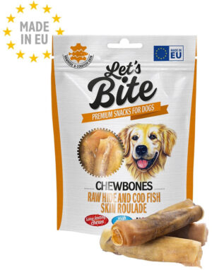 Lets Bite Chewbones – recompense pentru câini, Rulou Piele de vacă şi Cod 120g