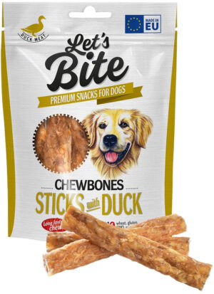 Lets Bite Chewbones – recompense pentru câini, sticks cu Raţă 120g
