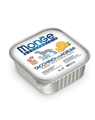 MONGE Fruit Dog Monoprotein hrană umedă pentru câini, curcan și portocale 150 g