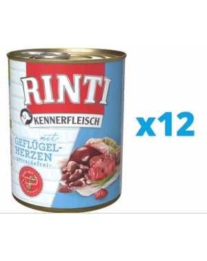 RINTI Kennerfleisch Poultry Hearts hrana umeda 12 x 800 g pentru caini, cu inimi de pasare