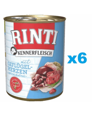 RINTI Kennerfleisch Poultry hearts pentru caine 6×800 g inimi pasare