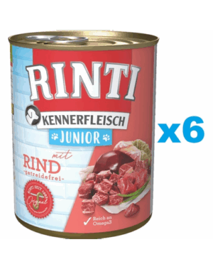 RINTI Kennerfleish Junior Beef 6×800 g cu vita, conserva hrana caine junior