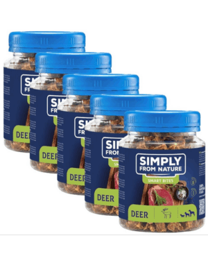 SIMPLY FROM NATURE Smart Bites recompense naturale caini 5×130 g cerb