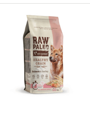 VETEXPERT RAW PALEO Heathy Grain Adult Salmon 10 kg Hrana uscata pentru caine, cu somon