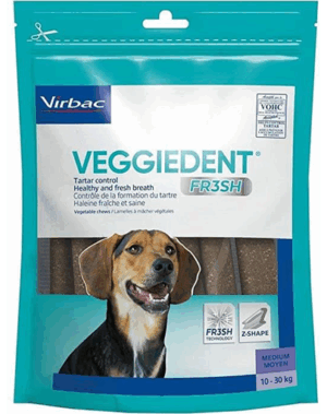 VIRBAC Veggiedent Fresh M (10-30 kg) Recompense caini pentru igiena orala 15 buc.